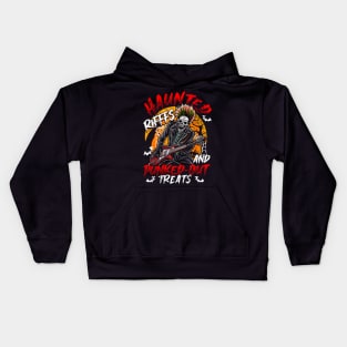 Halloween Haunted Riffs And Punked Out Treats Kids Hoodie